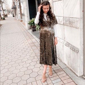 Crushed Velvet Wrap Dress